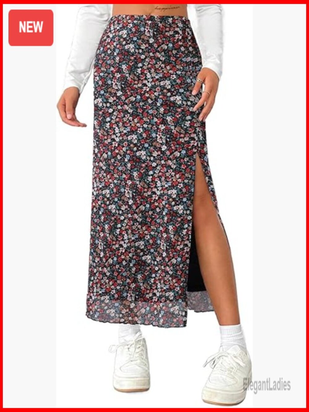 Mesh Slit Maxi Skirt High Waisted Sexy Summer Long Skirt